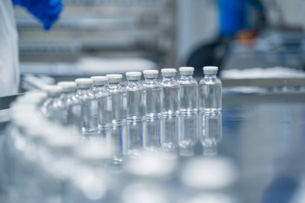 Pharmaceutical vials on a production line